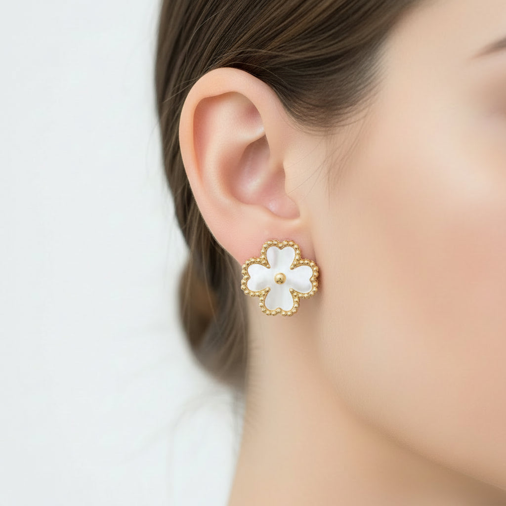 Boucles d'oreilles trèfle nacre