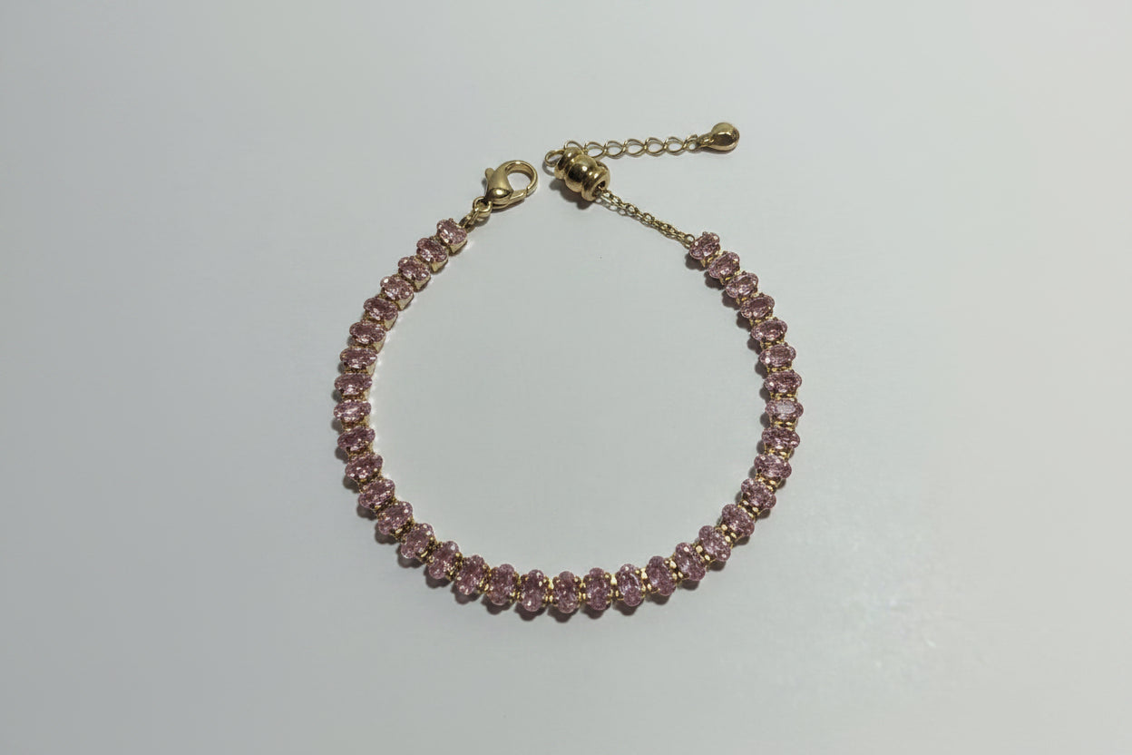 Pulseira Riviera Oval | Dourado & Rosa